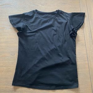 Black flutter sleeved top